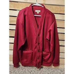 Vintage Haband Button Up sweater adult X-large red grandpa retro mens